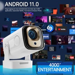 Mini Beamer - Android 11 - WiFi 6 & Bluetooth 5.4 - Full HD 1080P Ondersteuning - 180° Draaibaar - HY260 Pro — thumbnail 3