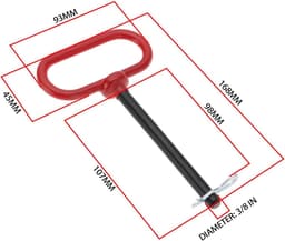 Dailygoods- Trekhaakpen 3/8 x 4 Inch - Trekhaak voor Aanhangwagens - Trekhaakpennen voor Grasmaaier - Slijtvast Koolstofstaal - Veiligheidsclip met Sterke Klemkracht — thumbnail 4