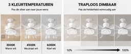 Plafondventilator met geïntegreerde verlichting, afstandsbediening, 51 cm, slaapkamerkroonluchter, houtnerfafwerking, drie snelheden, traploze helderheids- en kleurtemperatuurregeling voor slaapkamers, balkons, gangen en woonkamers [Energieklasse A] — thumbnail 3