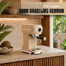 Motivai Espressomachine met Melkopschuimer - 1350W - Pistonmachine met Manometer - 800ml Waterreservoir - Cappuccino & Latte Maker - Matte Beige — thumbnail 4