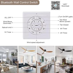 Plafondlamp Met Ventilator - Ventilatorlamp Kroonluchter - Woonkamer Verkoelen - Omkeerbare Luchtstroom - 106 cm - Zwart Houtnerf — thumbnail 4