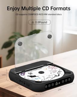 CD speler-Draagbare CD Speler- USB en AUX Aansluiting -met Bluetooth Zender en Ontvanger - Oplaadbaar - Ingebouwde HiFi Speakers - Ondersteunt USB en AUX -Zwart — thumbnail 3