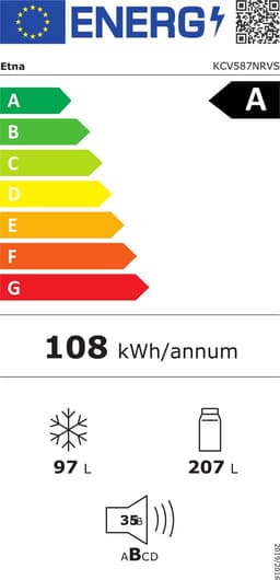 ETNA KCV587NRVS - Koel-en vriescombinatie - Vrijstaand - RVS - Energielabel A - 304l - Super Freeze - 35 dB - LED verlichting — thumbnail 2