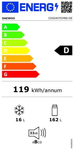 Daewoo CDS2407DIPB0-DE inbouwkoelkast 122,5 cm — thumbnail 2