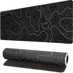 Lange gaming muismat - Groot waterdicht gaming muismat - Versterkte omzoomde randen - Antislip bureaumat voor thuis en kantoor - Verbetert uw bureau-ervaring - 31,5 x 11,8 inch - Zwarte topografie — thumbnail 1