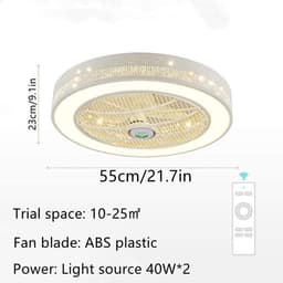 Plafondventilator met Licht - Ventilatorlamp Kroonluchter - Verfrissende Lucht - Onzichtbaar Bladontwerp - 55 cm - Wit — thumbnail 1