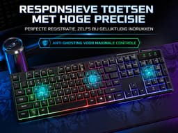 Gaming Toetsenbord met RGB Verlichting – Full Size – Mechanisch Gevoel – Waterbestendig – Geschikt voor PC & Laptop — thumbnail 4