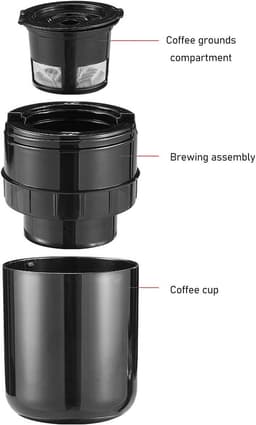 OLOEY Draagbaar koffiezetapparaat-automatisch mini draadloos koffiezetapparaat-oplaadbaar-met ingebouwde batterij-geschikt voor reizen, kamperen-autorijden-thuis en op kantoor-compatibel met K-Cup koffiecapsules — thumbnail 4