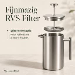 My Green Deal – RVS French Press 600 ml – Cafetiere – French Press Koffiemaker – Premium 304 RVS – Dubbelwandig & Vaatwasserbestendig — thumbnail 4