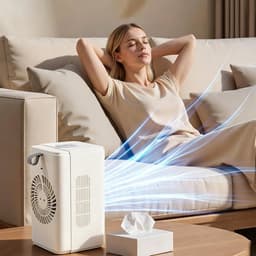 VHV-Mini Aircooler voor Bureau - Stille Tafelventilator met Timer - Mobiele Luchtkoeler met USB - Compacte Waterairco voor Slaapkamer, Studentenkamer, Kantoor en Outdoor Camping — thumbnail 3