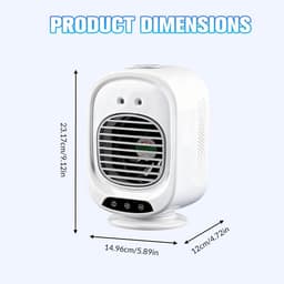 VHV-Mobiele Airco Mini - Compacte Nevelventilator met USB - Krachtige Luchtkoeler met Luchtbevochtiger - Stille Draagbare Tafelventilator voor Studentenkamer, Kantoor, Slaapkamer en Bureau — thumbnail 4