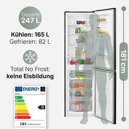 Bomann KG 7360 – No-Frost Koel- vriescombinatie – 247 Liter – 181 cm hoog – Energieklasse D – Dark Inox Look — thumbnail 3