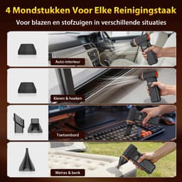Grenintol - Elektrische Luchtblazer 2-in-1 - Draadloze Luchtblazer, Air Duster & Stofblazer - Mini Stofzuiger - 110.000 RPM - 4 Snelheden - 4000mAh Accu - Digitaal Display & LED Licht - Voor Computer, Auto, Thuis, Luchtbed, Bladeren en Sneeuw — thumbnail 3