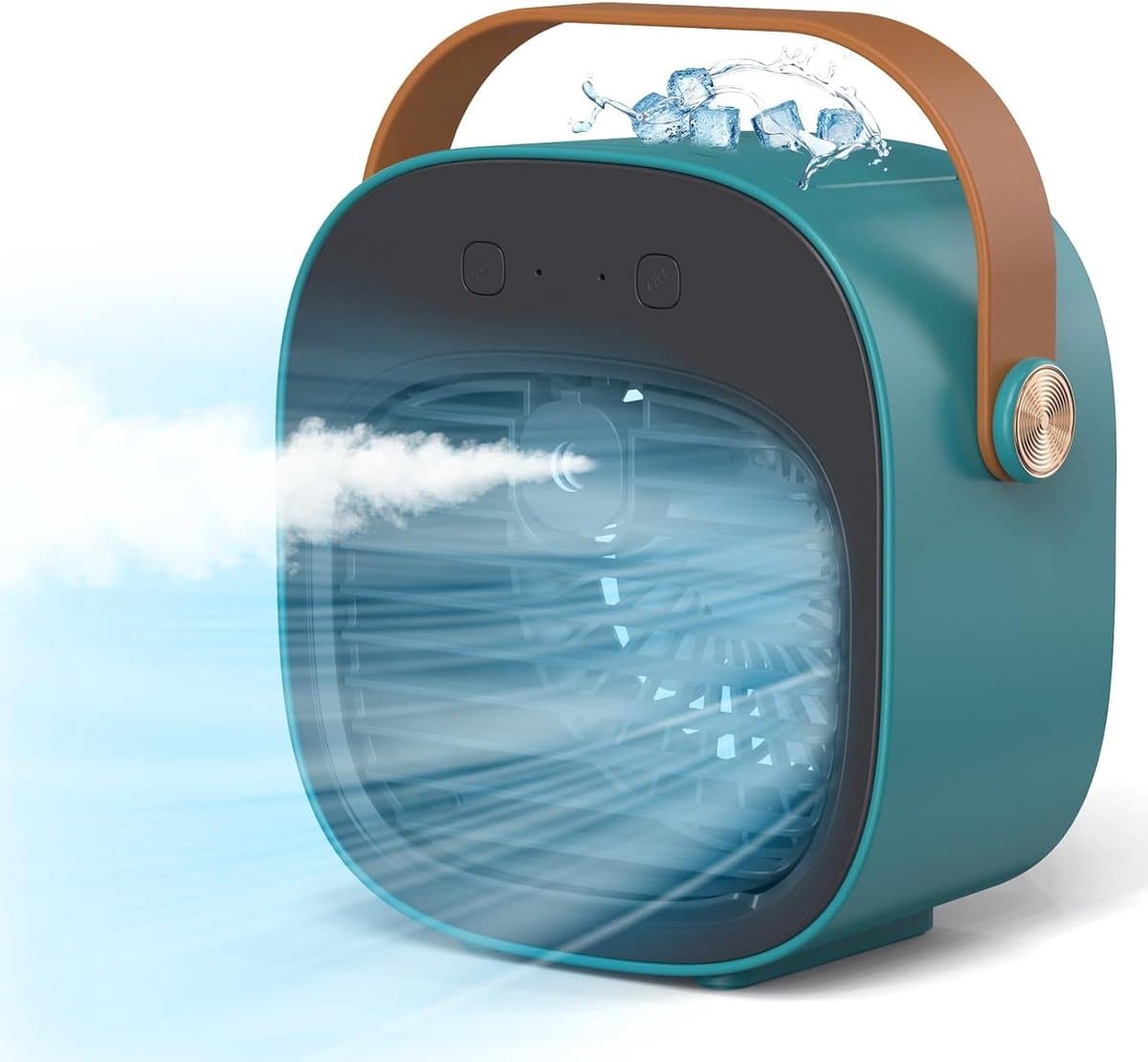 Draagbare Airco en Luchtbevochtiger 2-in-1 - Tafelventilator met 3 Snelheden - Oplaadbaar via USB - Voor Thuis, Kantoor en op Reis - 1 Stuk (Groen) — afbeelding 1