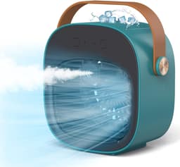Draagbare Airco en Luchtbevochtiger 2-in-1 - Tafelventilator met 3 Snelheden - Oplaadbaar via USB - Voor Thuis, Kantoor en op Reis - 1 Stuk (Groen) — thumbnail 1
