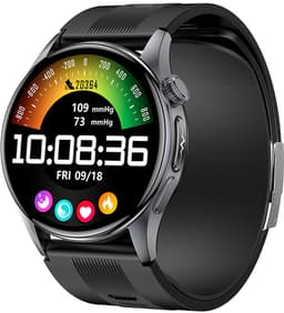 WizBay Premium Select® Smartwatch 1.43 inch AMOLED – Bloeddruk met Luchtpomp - Glucosemeting - ECG EDA Stressmeting Hartslag - Zwart SpO2 Slaapmonitoring – AI Voice - Bluetooth Bellen – Sportmodi – iOS & Android — thumbnail 1