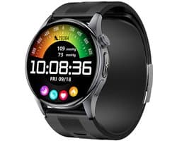 WizBay Premium Select® Smartwatch 1.43 inch AMOLED – Bloeddruk met Luchtpomp - Glucosemeting - ECG EDA Stressmeting Hartslag - Zwart SpO2 Slaapmonitoring – AI Voice - Bluetooth Bellen – Sportmodi – iOS & Android
