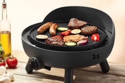Rookvrije Gasbarbecue - Gas BBQ - Vetafvoer - Gietaluminium grill plaat met ribbels - Rookvrij - incl. Pizzaoven accessoires — thumbnail 2