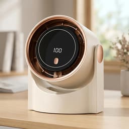 Bladloze turbo ventilator - 100 standen met display - Oplaadbaar USB - Wandmontage mogelijk - Draagbaar — thumbnail 2