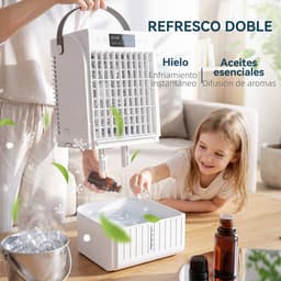 ECTEATOY® Ventilatoren - Draagbare Luchtkoeler 4-in-1 - Mini Airco met Waterkoeling & Luchtbevochtiger - 1.5L Waterreservoir - 4 Snelheden - Timer - Slaapkamer & Kantoor — thumbnail 3