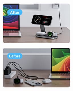 Viktor & Muller® - 3-in-1 MagSafe Compatibel Oplaadstation – Geschikt voor iPhone 17/16/15/14/13/12, Apple Watch & AirPods – Opvouwbaar Draadloos Laadstation – Zwart — thumbnail 2