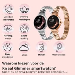 Kiraal Glimmer - Stijlvolle Smartwatch - Dames Smartwatch - Full-touch Scherm- Android & iOS - Goud — thumbnail 2