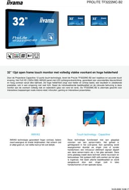 iiyama TF3222MC-B2 beeldkrant 80 cm (31.5") LED Full HD Touchscreen Zwart — thumbnail 2