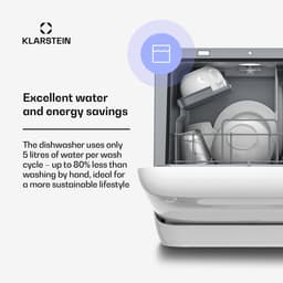 Klarstein Aquatica tafelmodel vaatwasser – kleine vaatwasser voor op het aanrecht, 2 couverts, 5 liter tank, geen wateraansluiting nodig, 3 programma's, makkelijk mee te nemen en stil (58 dB) voor kleine keukens — thumbnail 4