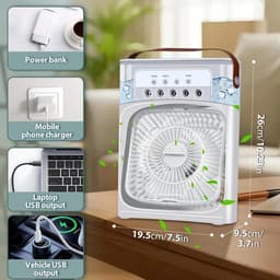 Mobiele , mini-luchtkoeler, tijdelijk met gratis anti muggen apparaat, 5-in-1 airconditioning, klein, draagbaar, 7 leds, luchtbevochtiger met 3 snelheden, luchtkoeler, ventilator met waterkoeling, voor keuken, kantoor — thumbnail 4