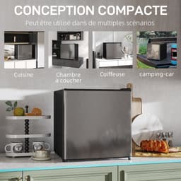 HOMCOM Koelkast - Staal - 48x44x49cm - Zilver — thumbnail 5