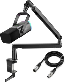 FIFINE TAM8 XLR - USB / XLR Studio microfoon - Flexibele Arm ( BM88 ) - Met kabelgoot - Geschikt voor PC/PS4/PS5 - RGB - Podcast - Gaming - Streaming - Zwart — thumbnail 1