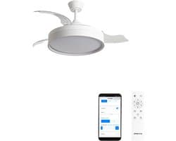 CREATE - Stille plafondventilator 40 W Ø107 cm met intrekbare bladen en LED-licht - M - Met licht - WIFI - WIND CLEAR EDGE