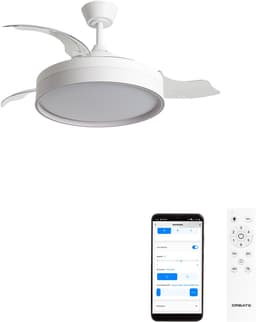CREATE - Stille plafondventilator 40 W Ø107 cm met intrekbare bladen en LED-licht - M - Met licht - WIFI - WIND CLEAR EDGE — thumbnail 1