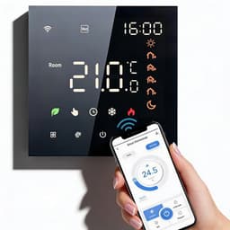 Slimme Thermostaat Temperatuurregeling met Touchscreen – Wifi Thermostaat met App Bediening & Programmeerbare Instellingen – LCD Touchscreen Thermostaat Zwart | Eenvoudige Opbouwmontage & Energiezuinig — thumbnail 1