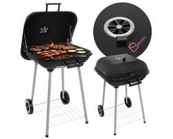 Houtskool BBQ Grill met Deksel – Tuingrill met Wielen Rooster – barbecue – bbq hoes – bbq houtskool – 43,5x38,5cm – 62569