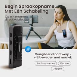 DynaBright - MP3 Speler met Bluetooth - Incl. Oordopjes en 32GB Geheugen - met Clip - MP3/MP4 - Voice Recorder Digitaal - met FM Radio - Zwart — thumbnail 2