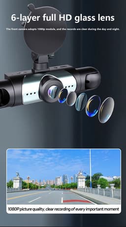 Dashcam met 4 lenzen, 4K 360°, opnamefunctie voor en achter/binnen met nachtzicht, 64GB grafische kaart. — thumbnail 2