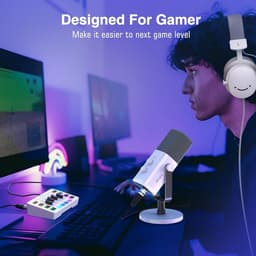 FIFINE KS-5 - Starterspack - AM8 & SC3 - Podcast Starterspack - Gaming Streaming - USB RGB Microfoon - Streaming Deck - DJ Mixer - Wit — thumbnail 3