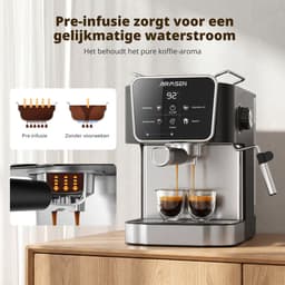 AIRMSEN Espressomachine - 20 Bar - Met Stoompijpje - Touchscreen - Pistonmachine - Zwart — thumbnail 5