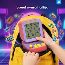 Retro Spelcomputer Blokkenspel - 26 Spelletjes - Speelgoed Voor in de Auto - Mini Arcade Game Console voor Kinderen - Puzzel Speelgoed - Reisspelletjes Kinderen - Cadeau voor Jongens en Meisjes - Vakantie - 6+ Jaar - Paars en Geel - Silvergear — thumbnail 5