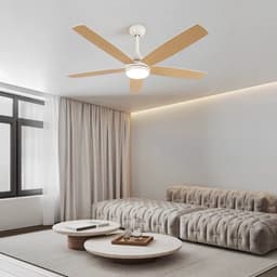 5 Bladen Ventilator - Hanglamp Ventilator - 3 Standen - Dimbaar Met Afstandsbediening - 132 cm - Kroonluchter Ventilator - Licht Bruin - Woonkamer Lamp — thumbnail 3