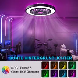 Ventilator Plafondlamp - Ø 54 cm - Zwart - Dimbaar - RGB - 6 Standen - Ventilator - 5200 lumen - Keuken Lamp - Woonkamer Lamp - Moderne Lamp - 45 W — thumbnail 3