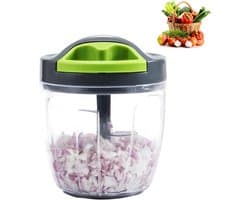 Handmatige Keuken chopper - Groentehakker Voedselmixer - Maaltijden Voorbereiden - Roestvrijstalen Messen - 900ml - Groen