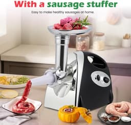Elektrische keukenmachine - Keukenmolen worstvuller - Maaltijden bereiden - 3-in-1 functionaliteit - Diverse accessoires - Zilver — thumbnail 5