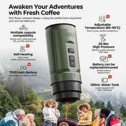 Draagbare Elektrische Espressomachine - Draagbare Espresso machine voor onderweg - 100 ml - Mini Reis Espressomachine - Mini Koffiemachine – Oplaadbaar 7500mAh – Voor Camping, Auto & Reizen — thumbnail 5