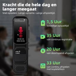 Digitale Dictafoon 64GB – Voice Recorder met Ruisonderdrukking, USB Oplaadbaar – Voor Vergaderingen & Interviews — thumbnail 2