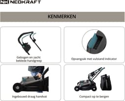 Neokraft - 20V Accu grasmaaier - 33cm maaibreedte - Brushless motor - 5 instelbare maaihoogtes - Incl 30L opvangzak - Incl. 20V 4,0Ah accu & lader — thumbnail 3