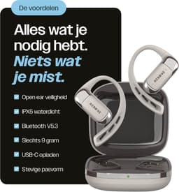 REBØNE® AERO Sport Oortjes - Oordopjes Draadloos - Bone Conduction Headphone - Open ear - Earbuds Wireless - Draadloze Koptelefoons - Bluetooth Koptelefoon - USB C - Waterdicht - Grijs / Zilver — thumbnail 4