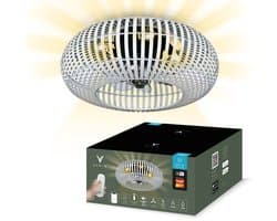 Varin® Smart Plafondlamp met ventilator - Bamboe Wit - Tuya Wifi - Ø 50cm - Plafondventilator met verlichting - Smart lamp slaapkamer - Plafonniere kinderkamer - Plafondlampen industrieel - Plafond lamp - Afstandsbediening - Plafond met ventilator