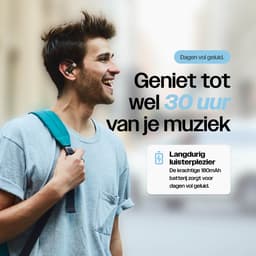 REBØNE® AERO Sport Oortjes - Oordopjes Draadloos - Bone Conduction Headphone - Open ear - Earbuds Wireless - Draadloze Koptelefoons - Bluetooth Koptelefoon - USB C - Waterdicht - Zwart / Zilver — thumbnail 5